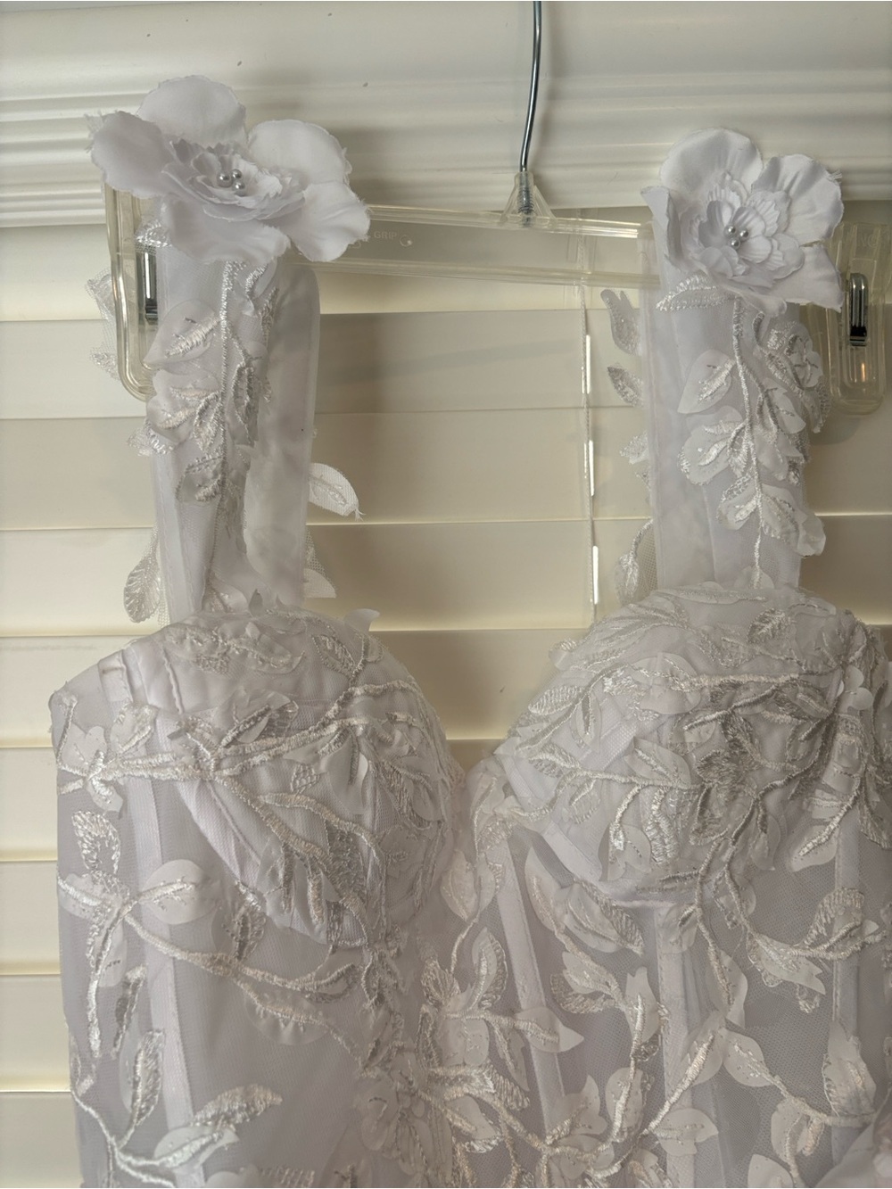 A-Line Lace Bodice Tulle Wedding Dress - Picture 7 of 12